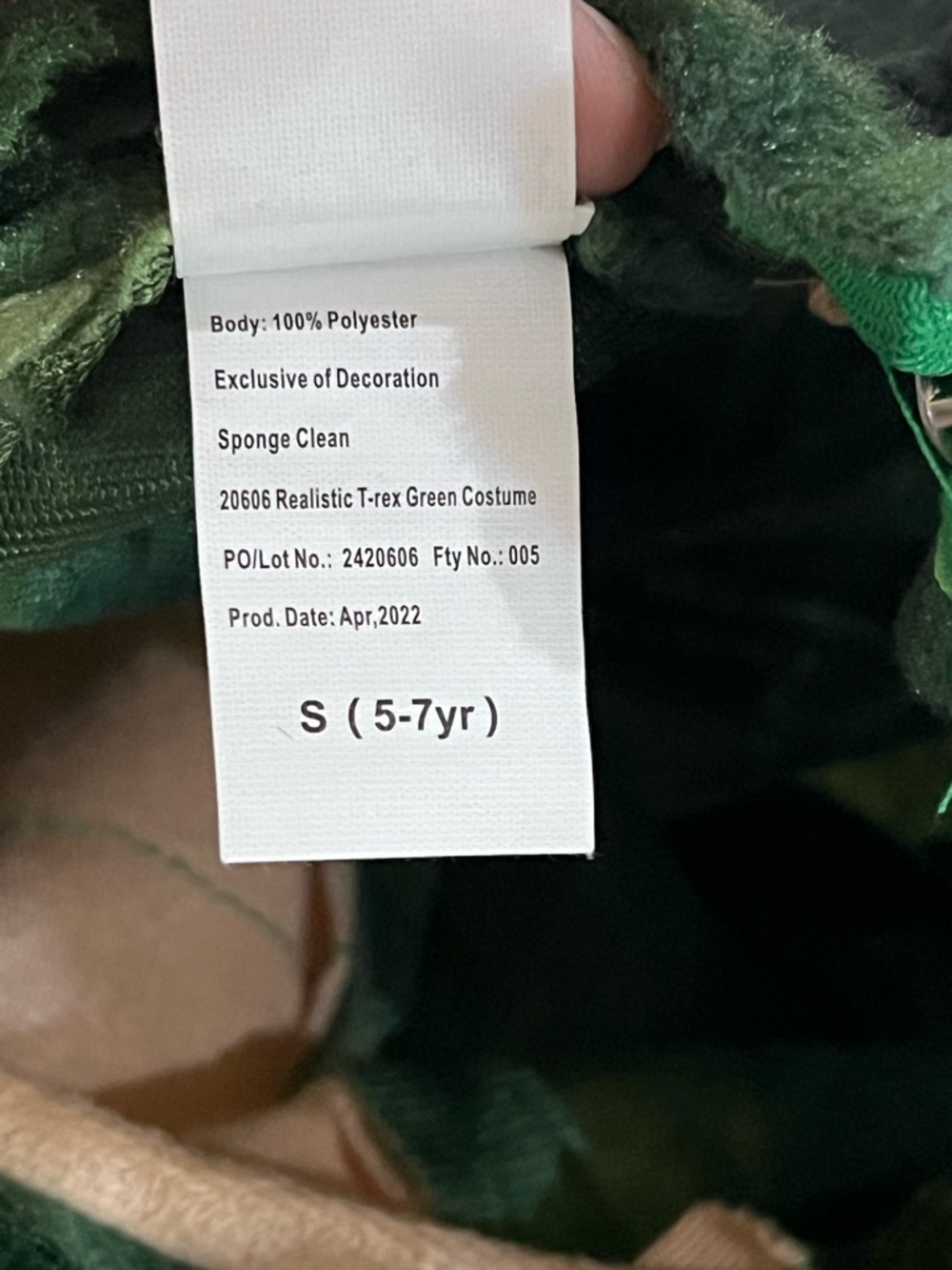 Spooktacular Creations Kids Realistic T-Rex Dinosaur Costume Green | Size S 5-7 - Picture 13 of 14